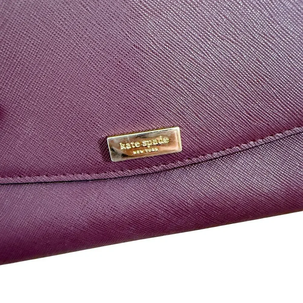 Kate Spade Burgundy Saffiano Leather Crossbody Wallet Bag VGUC Many Card Slots